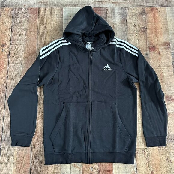 Adidas full zip black and white track jacket men's large - Picture 1 of 8